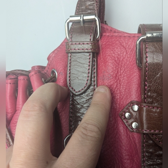 VINTAGE Danier Pink And Brown Leather Shoulder Purse Medium Size - Picture 12 of 12